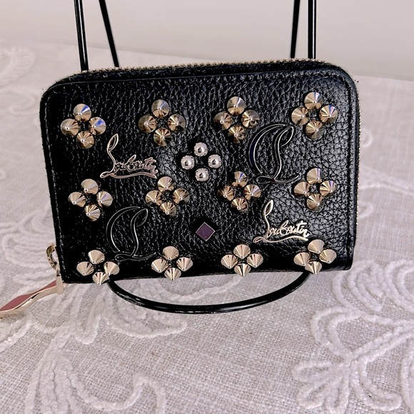 Christian Louboutin Authentic Panettone Studded Black Leather Wallet with COA - Picture 1 of 16
